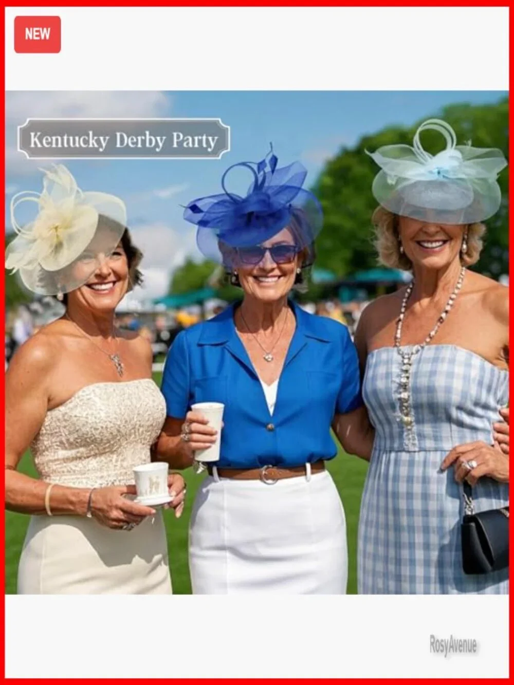 Derby Fascinator Hat with Feathers and Tulle for Weddings and Tea Parties